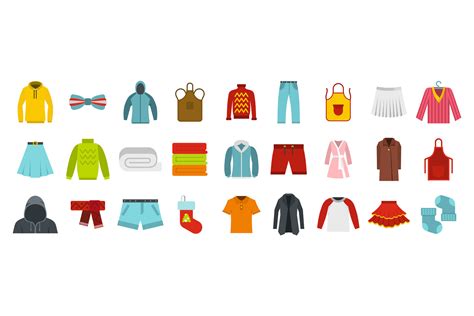 Clothes Icon Set Flat Style Creative Daddy