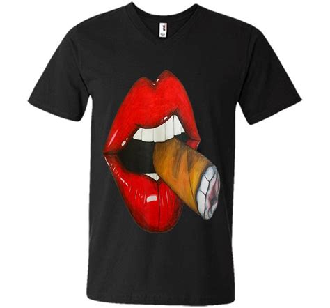 sexy smoke cuban cigar vixen red lips smoking v neck t shirt inktee store
