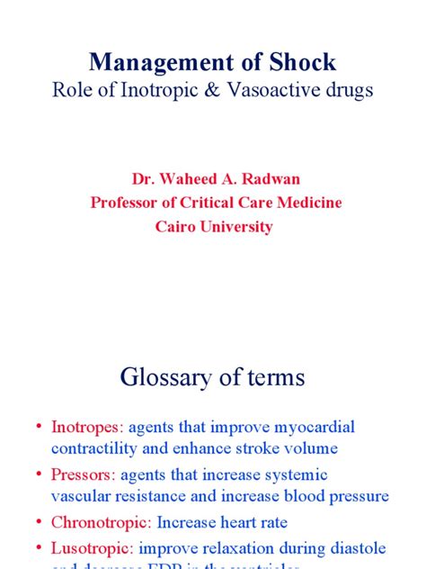 Management Of Shock Role Of Inotropic And Vasoactive Drugs Pdf Heart