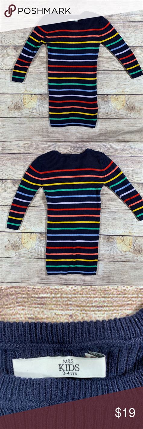 Marks And Spencer Rainbow Sweater Dress 3 4y Excellent Condition Rainbow