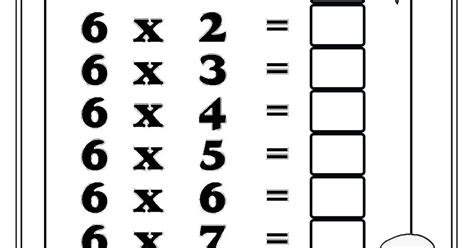 Tabuada Da MultiplicaÇÃo Por 6 Seis Para Completar Math Equations