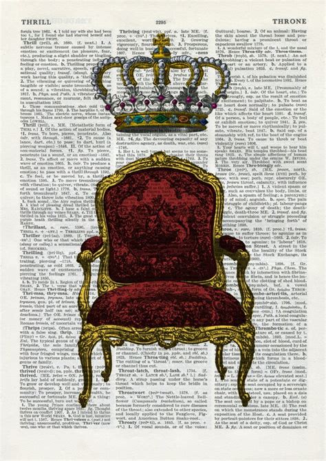 Throne And Crown Vintage Dictionary Art Print By Fleuriosity
