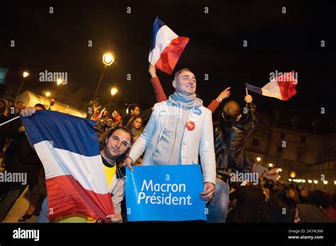 Supporters Of Emmanuel Macron Celebrate His Election Stock Photo Alamy