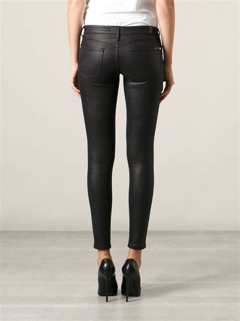 For All Mankind Coated Skinny Jeans In Black Lyst