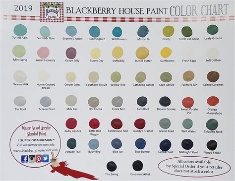 Color Chart Hand Painted All Colors Blackberry House Paint