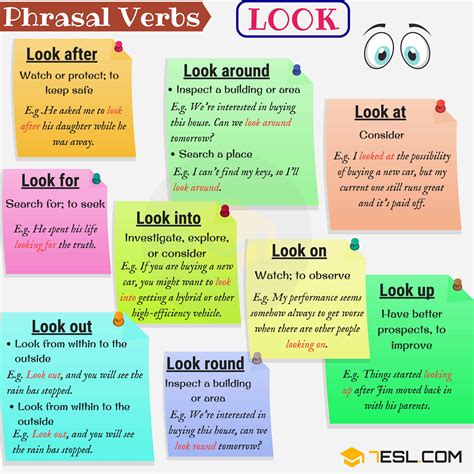 30 Phrasal Verbs With Look Look After Look Up Look Through Look