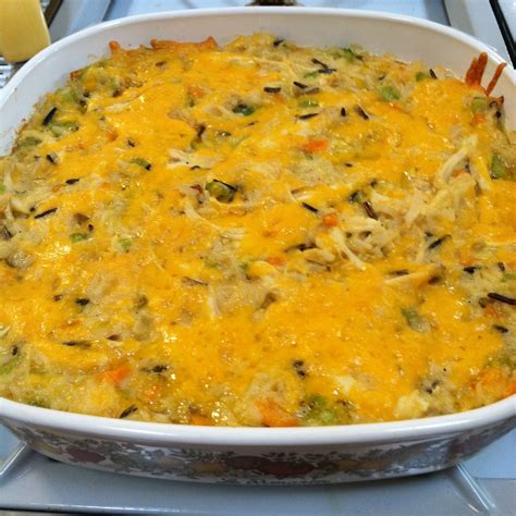 We pack extra vegetables into this cheesy baked rice casserole. Quest for Delish: Cheesy Chicken Wild Rice Casserole