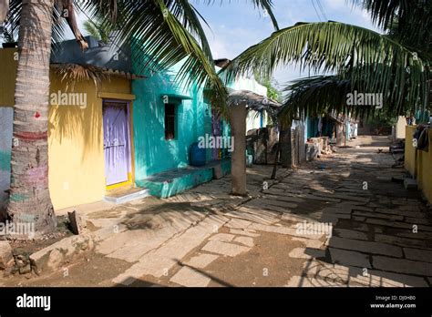 Rural Indian Village Street Andhra Pradesh India Stock Photo