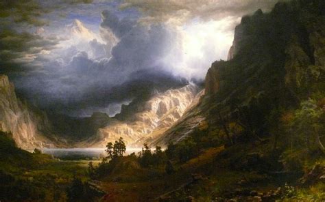 Bierstadt Albert Storm Over The Rocky Mountains Full Hd Wallpaper