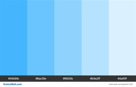 Using colors in web design must be done purposefully. Blue tints colours. HEX colors #45b6fe, #6ac5fe, #8fd3fe ...