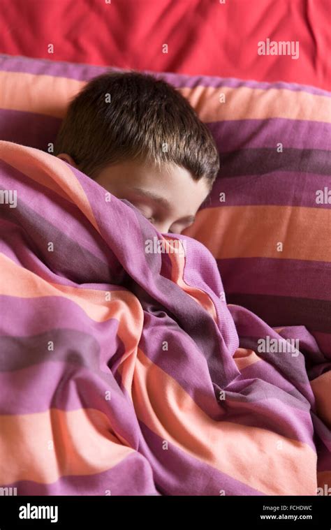 Boy Sleeping In Bed Stock Photo Alamy