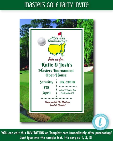 Masters Golf Party Invitation The Masters Golf Party Invite Etsy