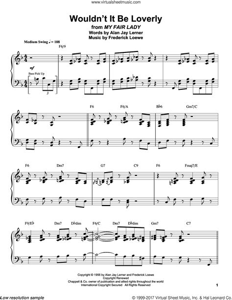 Wouldnt It Be Loverly Sheet Music For Piano Solo Transcription