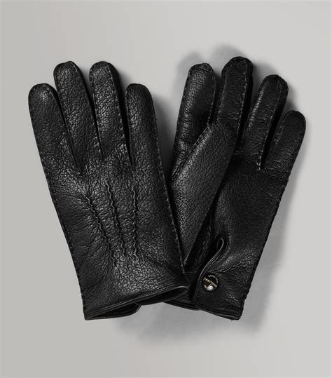 Black Peccary Leather Gloves Huntsman