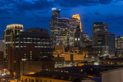 Minneapolis Downtown At Night Stock Image Image Of Urban Beautiful
