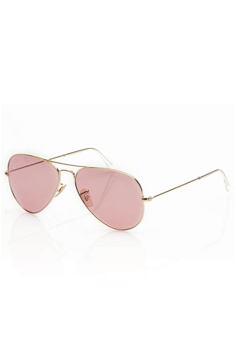 Ray Ban Aviator Large Metal Sunglasses In Gold And Rose Lenses Beyond The Rack Pretty