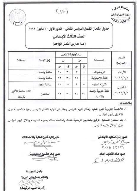 جدول امتحانات الشهادة الإعدادية الترم الثاني مايو 2021 جميع المحافظات. جدول امتحانات محافظة المنوفية 2018 اخر العام | ملزمتي