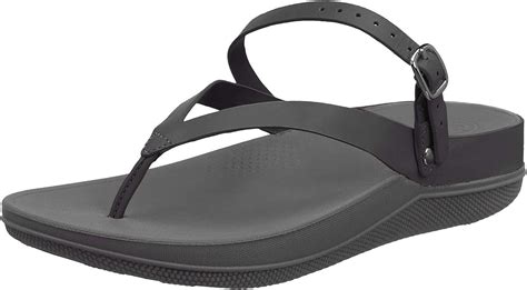 Fitflop Women Flip Leather Back Strap Sandals Black All Black 3 Uk
