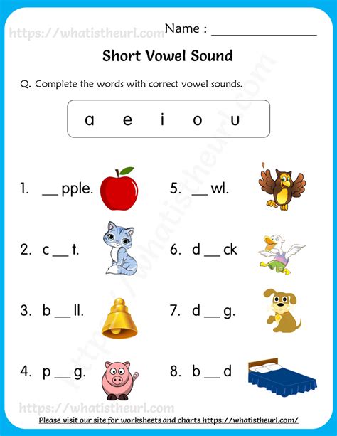 Short Vowel Sounds Worksheets For Grade 1 844
