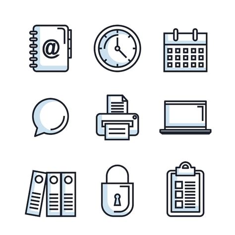 Premium Vector Office Stationery Equipment Supplies Icon Set