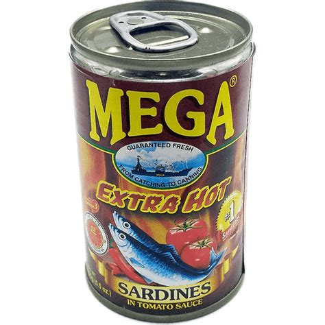 Mega Sardines In Tomato Sauce Extra Hot 155g Canned Seafood