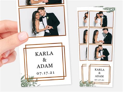 Wedding Photo Booth Template Greenery 2x6 Strip Gold Etsy