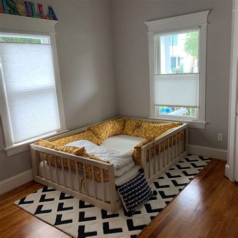 Our old toddler bed had rails built onto it for protection. Montessori Floor Bed With Rails & slats Twin Size in 2020 ...