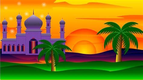 Background Animasi Bergerak Islami Masjid Dan Sunrise O Wae Latar