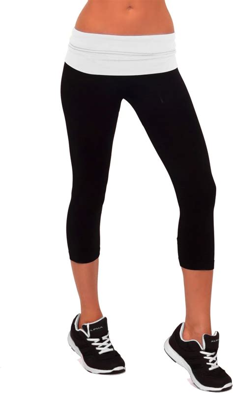 hot from hollywood color block folded low rise capri yoga gym workout active capri short pants
