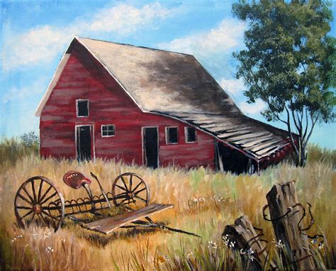 Old Red Barn Painting By Carol Hart