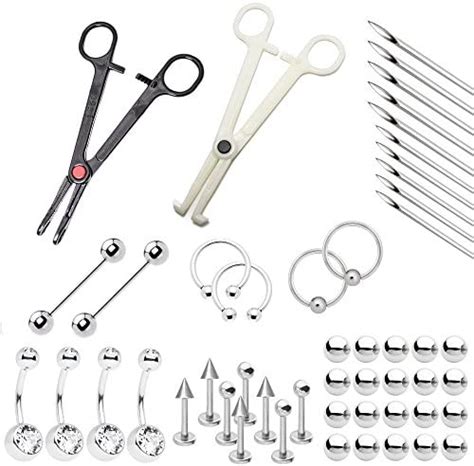 Body Piercing Kit Belly Buttontongue Nipple Lip Nose 14g 18g Piercing Needles By