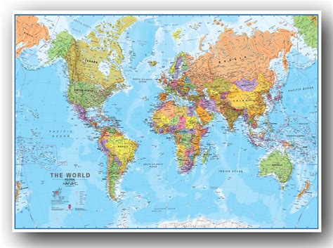 World Map Atlas Detailed Large Poster Art Print A4 A3 Sizes Buy 2 Get 1