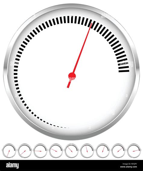 Circular Dial Gauge Template With Increments And Red Needle Stock