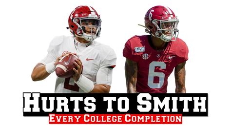 Every Jalen Hurts To Devonta Smith Completion In College Youtube