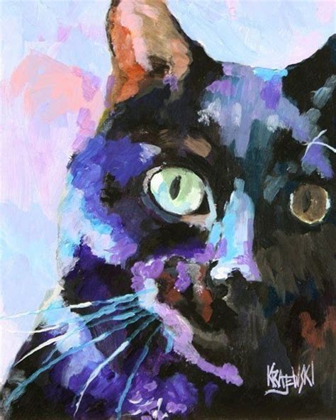 Cat Print Cat Poster Black Cat Art Print Of Original Acrylic Etsy