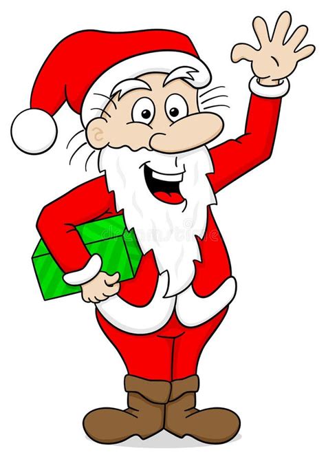 Waving Cartoon Santa Claus On White Stock Vector Illustration Of
