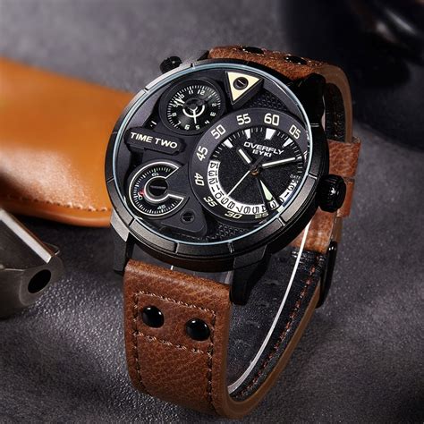 Eyki Mens Sport Watch 2018 Luxury Brand Male Clock Brown Leather