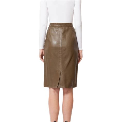 Women Real Lambskin Leather Knee Length Skirt Ws143 Koza Leathers