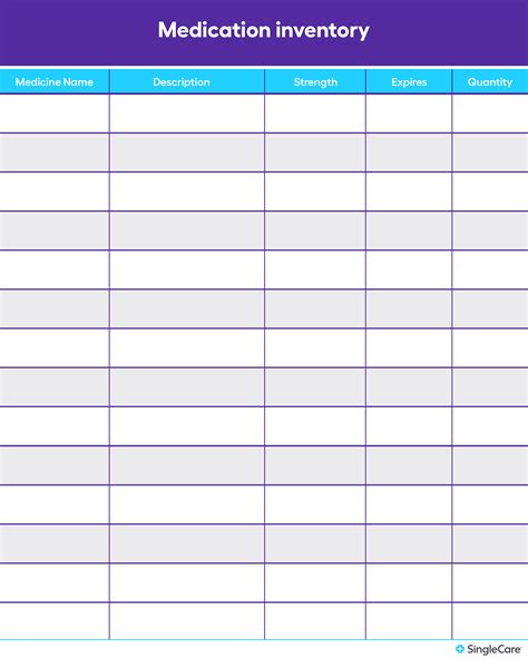 Daily Medication Chart Template