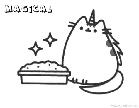 Unicorn Pusheen With Magic Coloring Pages