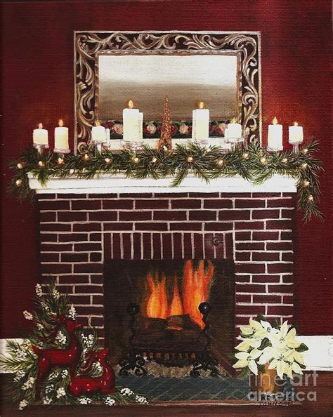 Cozy Christmas Fire Painting By Maryann Johnson