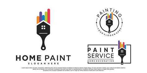 Set Collection Home Painting Logo Design With Brush Element And