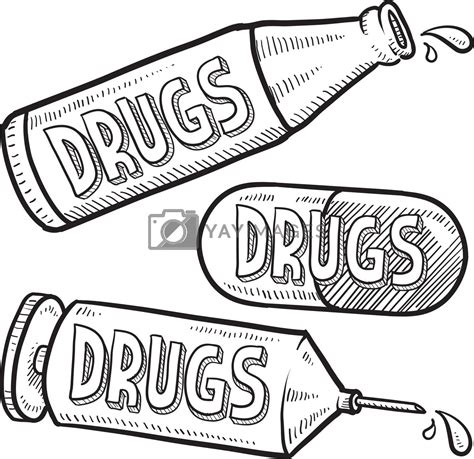 Alcohol And Drugs Sketch By Lhfgraphics Vectors And Illustrations With