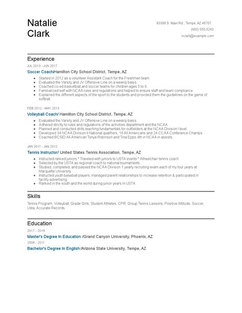 Soccer Coach Resume Examples And Tips Zippia