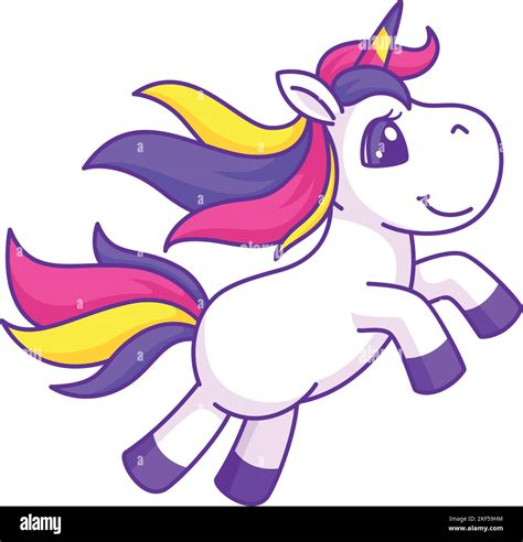 Jumping Unicorn Funny Magic Horse Color Animal Stock Vector Image