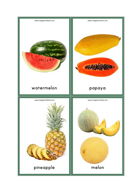 Free Printable Fruits Flashcards For Preschool And Kindergarten Kids
