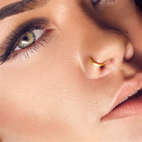 10mm 9k Gold Nose Ring Hinged Nose Hoop Thin Nose Ring 22 Etsy