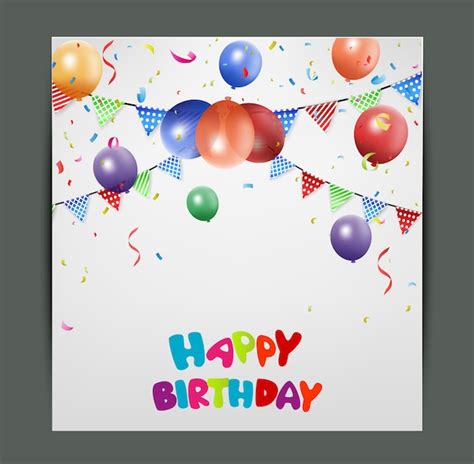 Premium Vector Birthday Card Design With Colorful Balloons