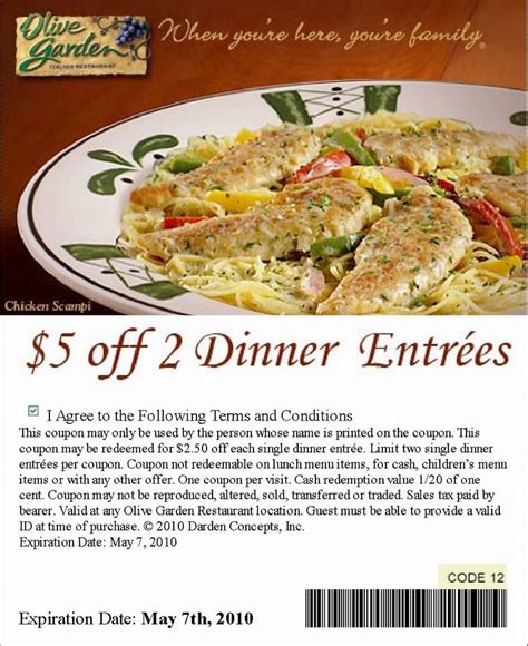 Olive Garden Coupons Printable