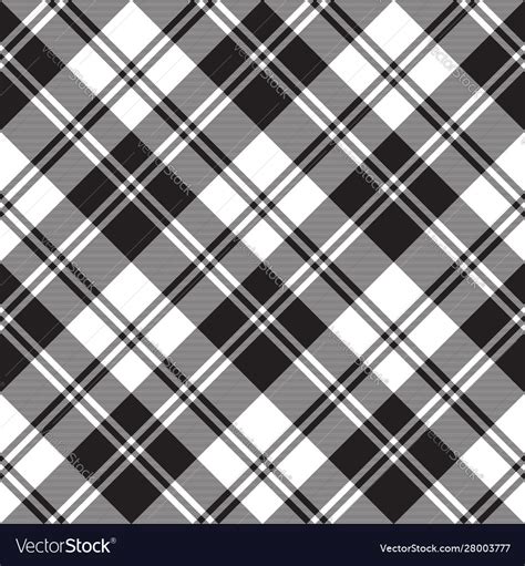 Traditional Check Fabric Texture Black White Vector Image